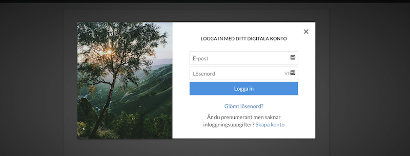 Logga in i e-tidningen